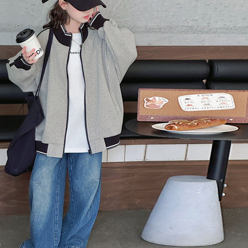 撞色女童外套儿童运动上衣春装2026新款洋气时髦炸街大童女孩衣服