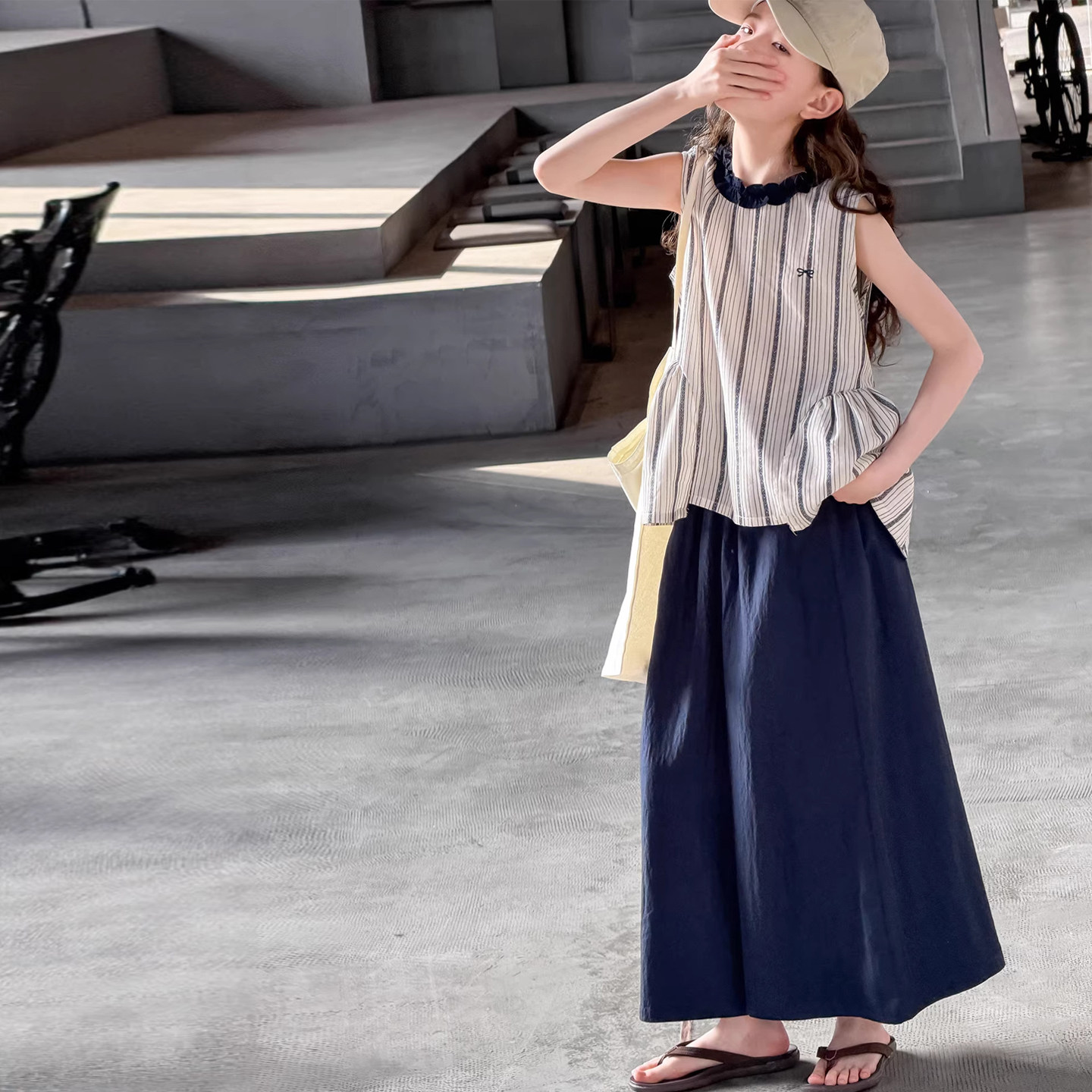 女童套装儿童阔腿裙裤洋气时髦2026夏装新款薄女孩夏季无袖两件套