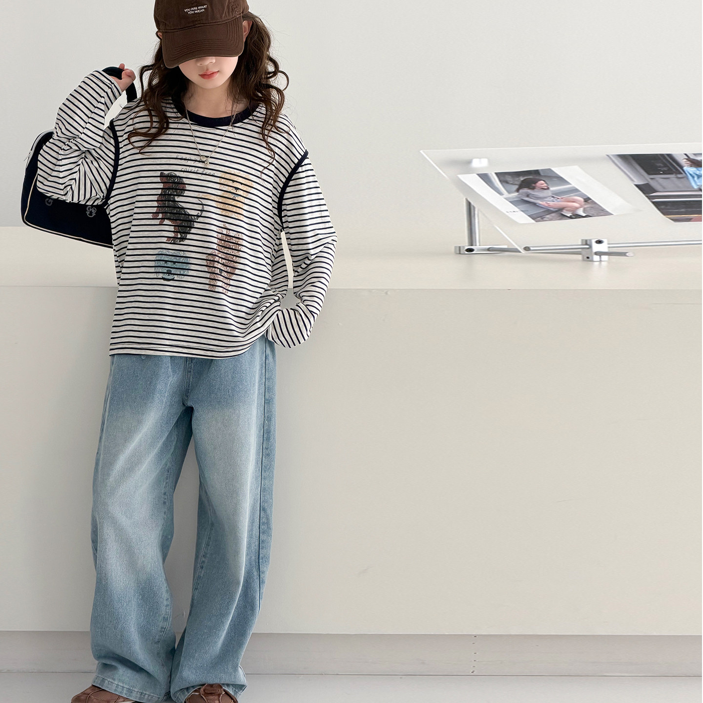 条纹女童打底衫儿童长袖T恤2026春秋新款大童女孩牛仔裤洋气t恤潮,童装/婴儿装/亲子装,T恤,淘宝优惠券,粉丝福利购,淘宝优惠卷