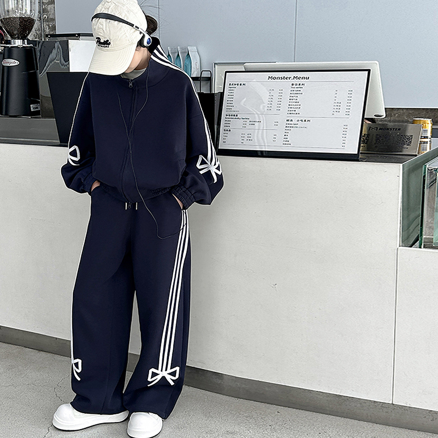 果儿KIDS蝴蝶结女童套装运动风春秋装2026新款儿童大童女孩两件套