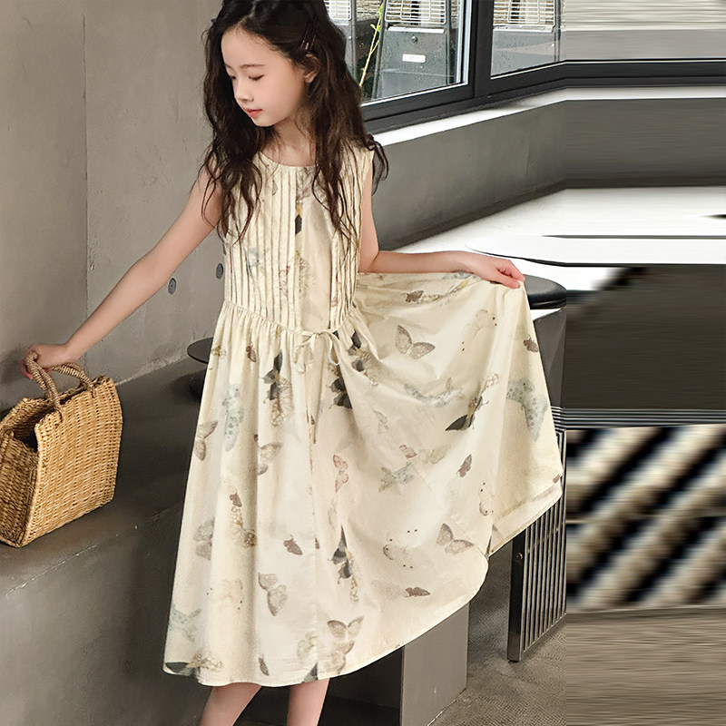 蝴蝶女童连衣裙儿童无袖背心裙子2026夏装新款高级感女孩公主裙子
