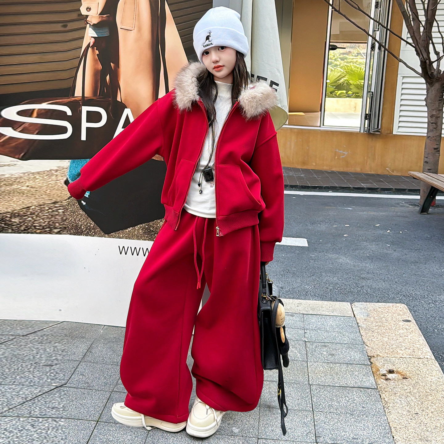 过年服女童红色套装儿童时尚洋气时髦两件套2025冬装新款女孩衣服