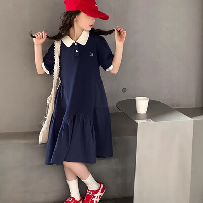 女童学院风polo裙儿童短袖连衣裙