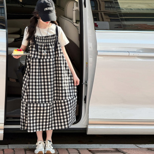 果儿kids韩系女童格子背带裙儿童短袖连衣裙2026夏装新款女孩裙子