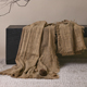 高端民宿棉麻搭毯样板房中古风棉麻棕咖色流苏客厅沙发棉麻盖毯