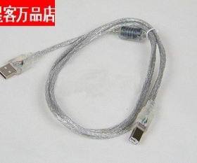 USB 2.0 打印机数据线 透明白色1.5米 64网 屏蔽USB A/B