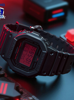 卡西欧手表男G-SHOCK血屏小方块运动防水黑武农家橡树DW-5600BBR