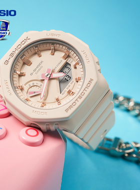 卡西欧手表女男gshock中性农家橡树防水樱花粉学生电子GMA-S2100