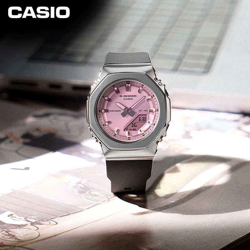卡西欧女生手表GSHOCK新款橡树八角学生运动防水石英表GM-S2110SR