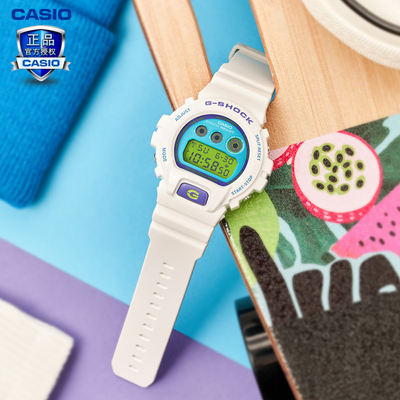 卡西欧手表男女G-SHOCK运动防水黑白学生三眼25周年限定DW-6900