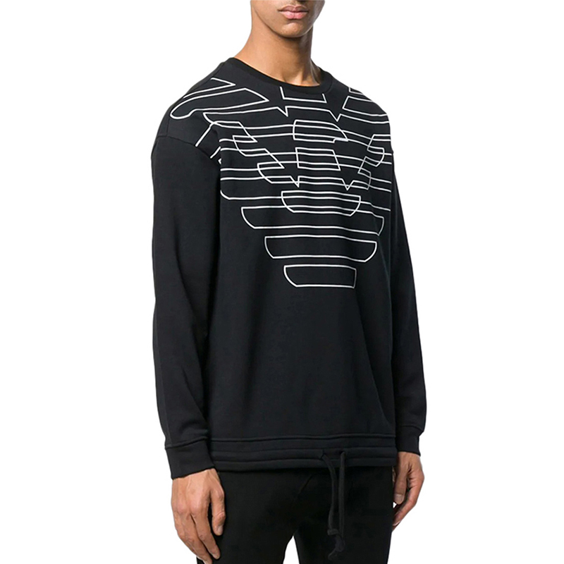 ARMANI EA 阿玛尼新款镂空鹰卫衣男士冬季套头长袖休闲男装外套