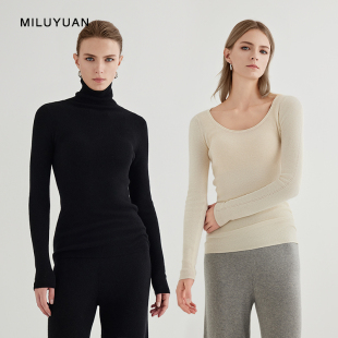 打底衫 40羊毛 贴身舒适圆领 UV领 高领 MLY 半高领 竖纹10山羊绒