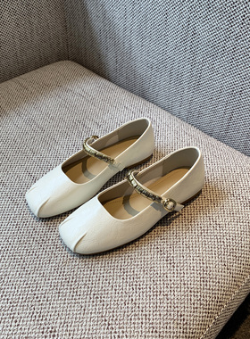 【TFM】2026春季新款方头玛丽珍鞋女平底一字带百搭浅口软底单鞋