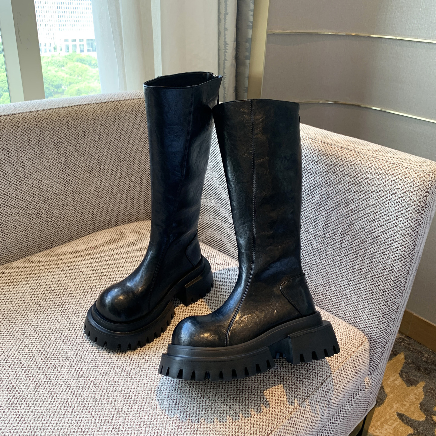 松糕厚底显瘦长筒骑士靴