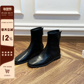 简约气质百搭后拉链舒适平底女靴子时装 短靴女2025秋冬新款 韩版 靴