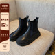 加绒厚底增高切尔西靴复古短靴子 冬季 TFM 马丁靴女2025年新款