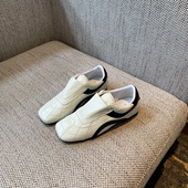 女薄底平底休闲鞋 百搭真皮小白鞋 新款 方头德训鞋 TFM 2026春季