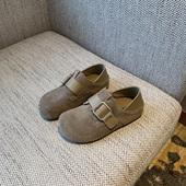 TFM 2026春季 新款 内增高3CM反绒皮复古魔术贴勃肯鞋 女厚底单鞋