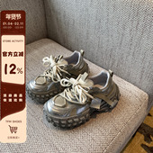 擦色做旧网面透气防滑厚底休闲运动鞋 女2026年新款 TFM 老爹鞋