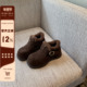 厚底保暖魔术贴加绒勃肯棉鞋 复古雪地靴女冬季 TFM 内增高4CM