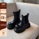 切尔西靴女2025年新款 TFM 英伦风厚底增高短靴复古百搭马丁靴