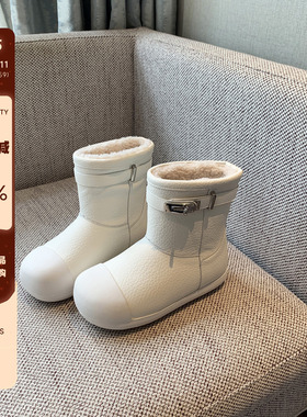 【TFM】白色雪地靴女真皮厚底防滑加绒加厚短靴女冬季保暖棉靴子