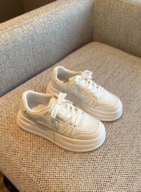 【TFM】2026春季新款超轻厚底小白鞋女增高系带百搭休闲运动板鞋