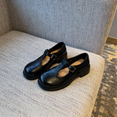 TFM 2026春季 新款 英伦风复古雕花玛丽珍鞋 女T字扣带低跟小皮鞋