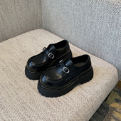 女百搭小皮鞋 女英伦风 新款 真皮魔术贴厚底乐福鞋 TFM 2026春季