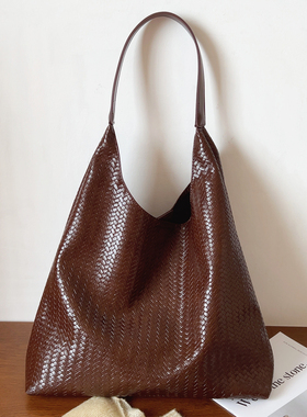 2025秋冬复古编织托特包气质百搭大容量腋下单肩包子母包通勤包女