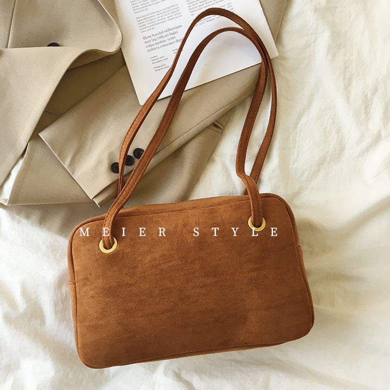 2021秋冬新款复古绒面休闲腋下包