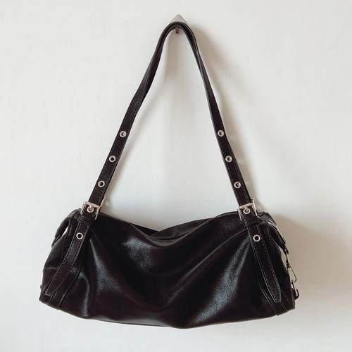 ins小众复古黑色腋下包简约百搭托特包单肩包枕头包手提包通勤包