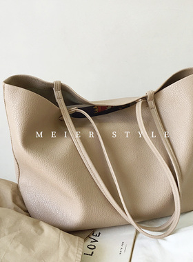 ins复古软皮托特包时尚简约大容量单肩包子母包通勤包质感女包潮