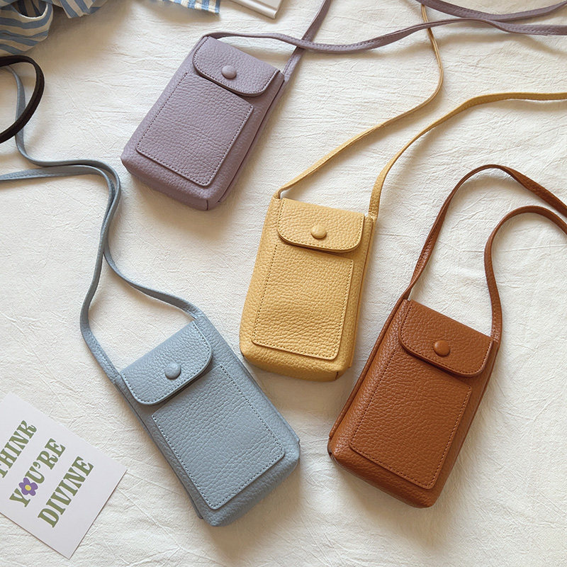 韩系ins马卡龙软皮手机包小方包简约百搭单肩斜挎包迷你包2025新