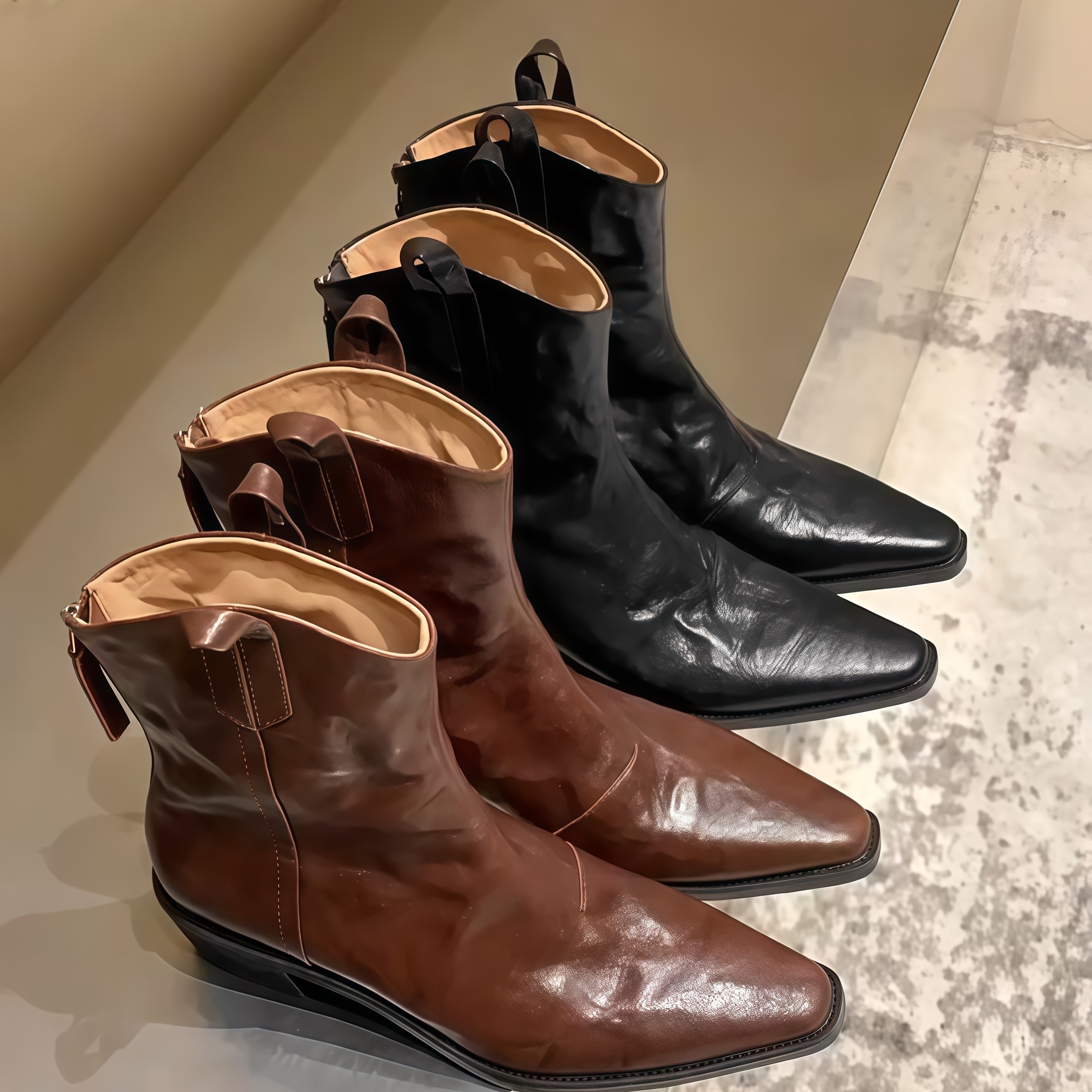 粗跟2025年秋冬新款复古西部设计