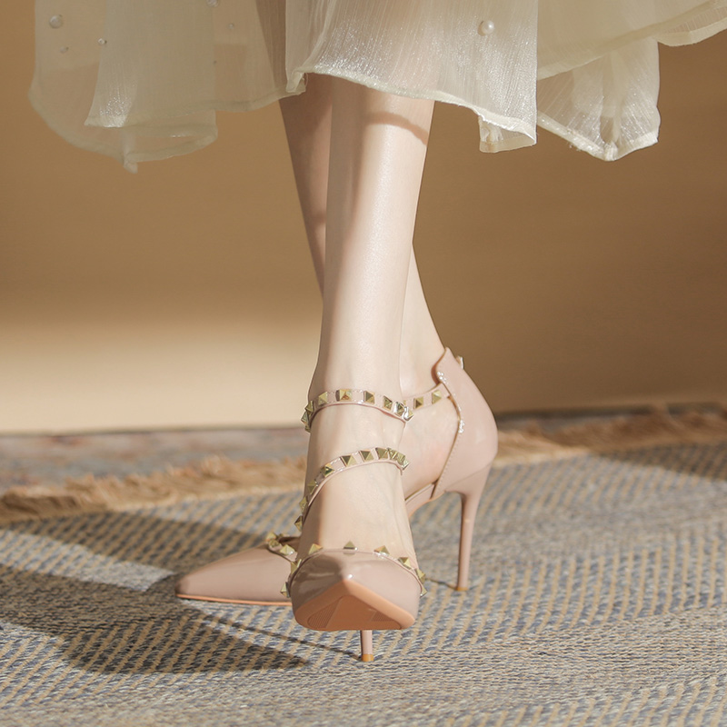 裸色高跟鞋2025新款百搭增高凉鞋