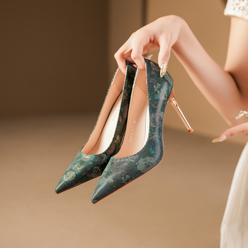 单鞋网红法式高跟鞋女细跟