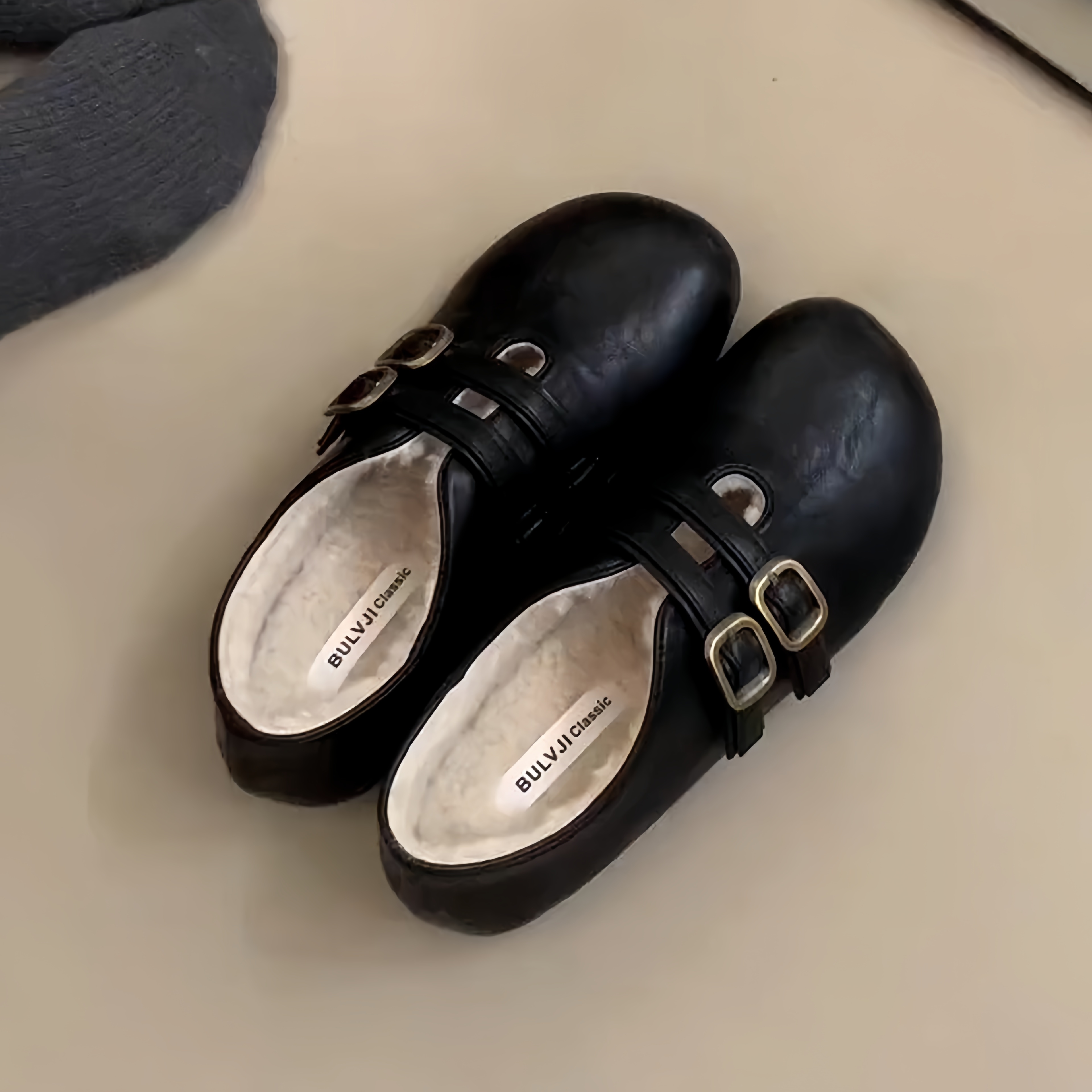 复古加绒保暖玛丽珍毛毛鞋