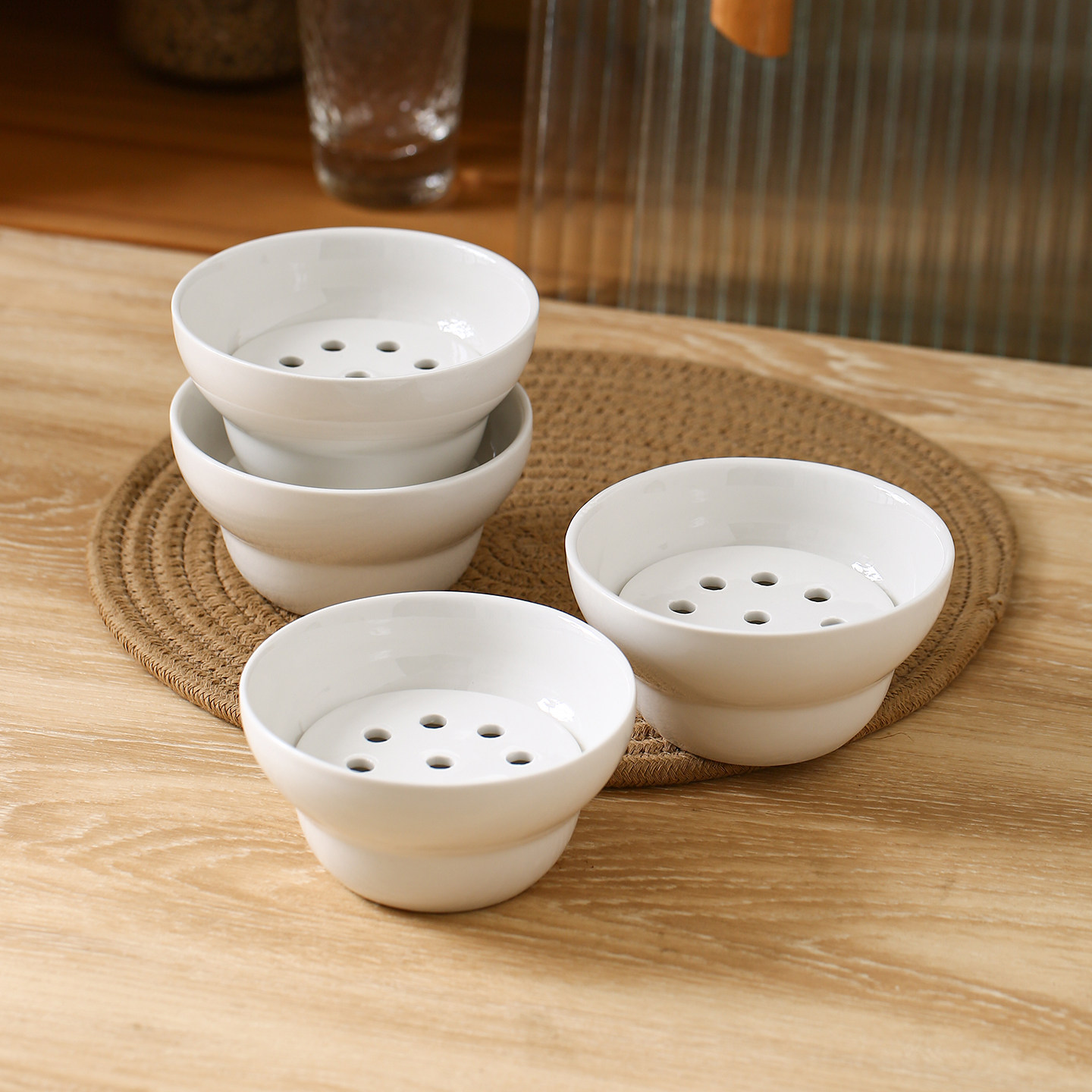 陶瓷火锅碗双层小碗沥油碗火锅店麻辣烫专用滤油家用蒸碗沥水蒸片