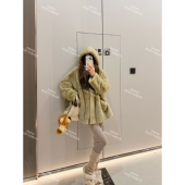 ENFUR GG23062 大斗篷水貂皮草外套 月光末石 连帽款