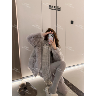 ENFUR | 蓝调冰岛 圆领托卡皮毛一体皮草外套GG78793