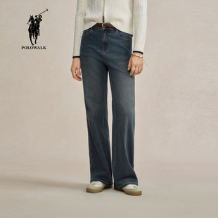 POLOWALK女装2025秋冬裤保罗新品女式直筒微喇牛仔裤AG8W53720641