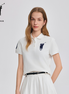 POLOWALK女装夏季新品简约时尚百搭款女式短袖POLO衫AH2W52E10561