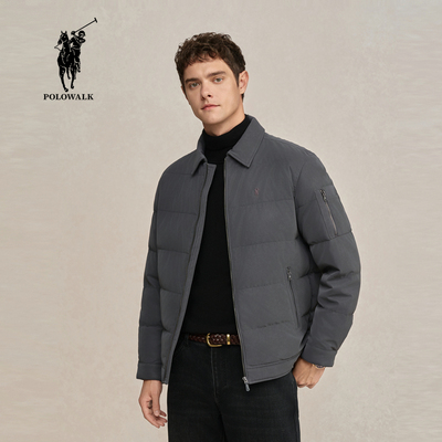 POLOWALK男式羽绒服2025冬季新品商务休闲简约90鸭绒翻领羽绒外套