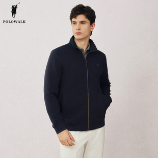 POLOWALK男式卫衣2025春季新品商务风通勤拉链卫衣立领短外套男款