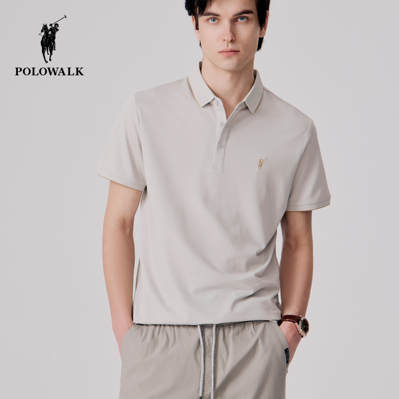 POLOWALK男士短袖polo夏季藏青简约时尚美式体恤男装AB6W42204761