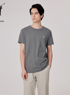 POLOWALK夏季新品男式简约时尚百搭休闲短袖圆V领T恤AM1W42283041