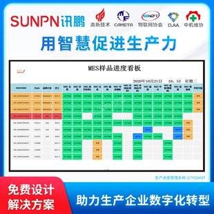 讯鹏工厂软件定制开发鞋 厂样品线生产管理进度监控看板MES系统