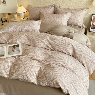 加厚磨毛纯棉四件套100全棉秋冬被套床笠床单三件套4简约床上用品