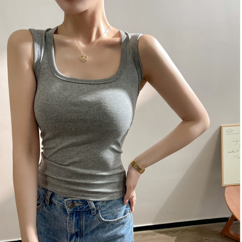 纯棉针织打底西装内搭小背心女吊带春夏秋白色修身遮副乳辣妹